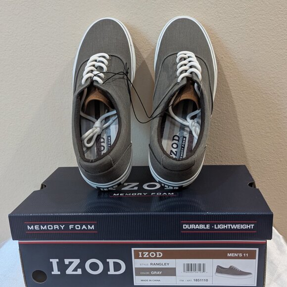 New Izod Men's Rangley Lace-Up Casual Canvas Shoes Gray Size 11 - Picture 2 of 4